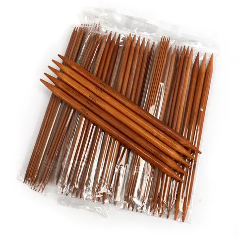 Set di ferri da maglia in bambù da 75 pezzi Set di ferri da maglia carbonizzati a doppia punta da 20 cm per tessitura artigianale 15 dimensioni 2,0-10 mm Set di ferri da uncinetto