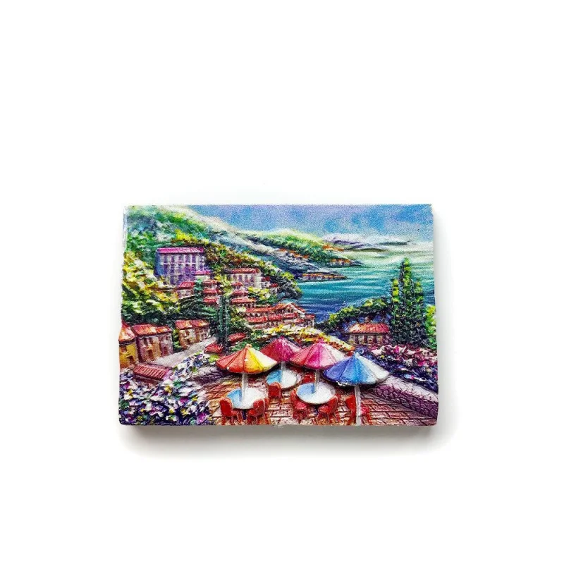 

3D Painted Mediterranean Style Seaside Town Fridge Magnet Creative Tourist Souvenir Gift Souvenir Decoration