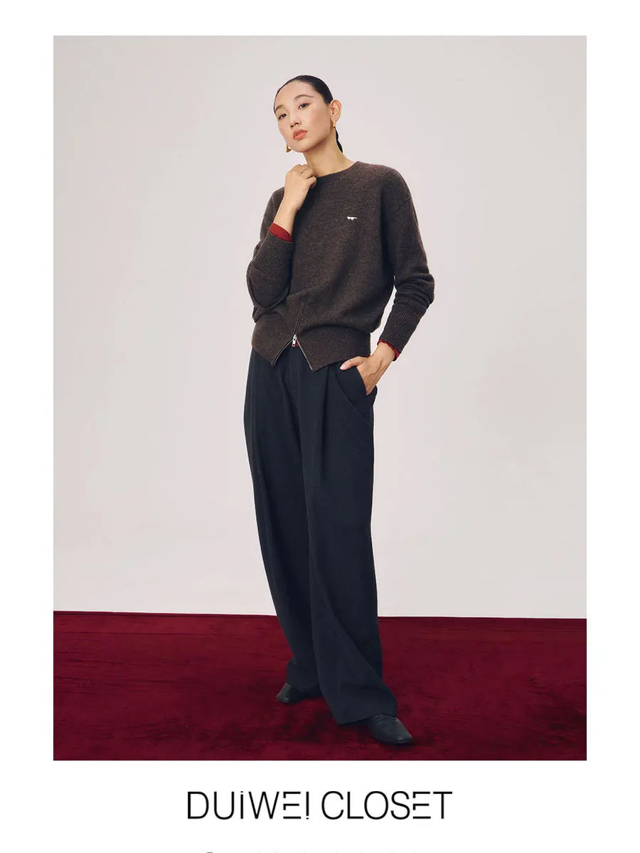 

Вязаный топ Urban с вышивкой, застежкой-молнией, регулируемой талией, свободного кроя, с длинными рукавами, в стиле casual, с круглым вырезом, вязаный, без рукавов