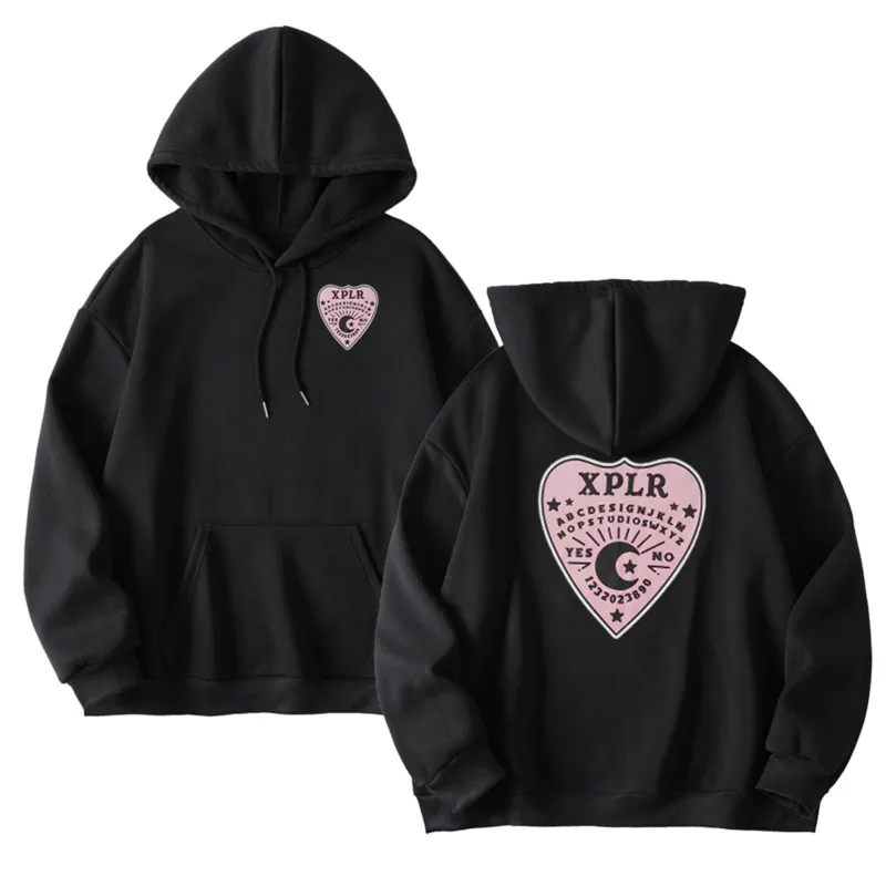 

XPLR Ouija Hoodie Sam and Colby Merch Heart Shaped Print Hoodies Long Sleeve Sweatshirt