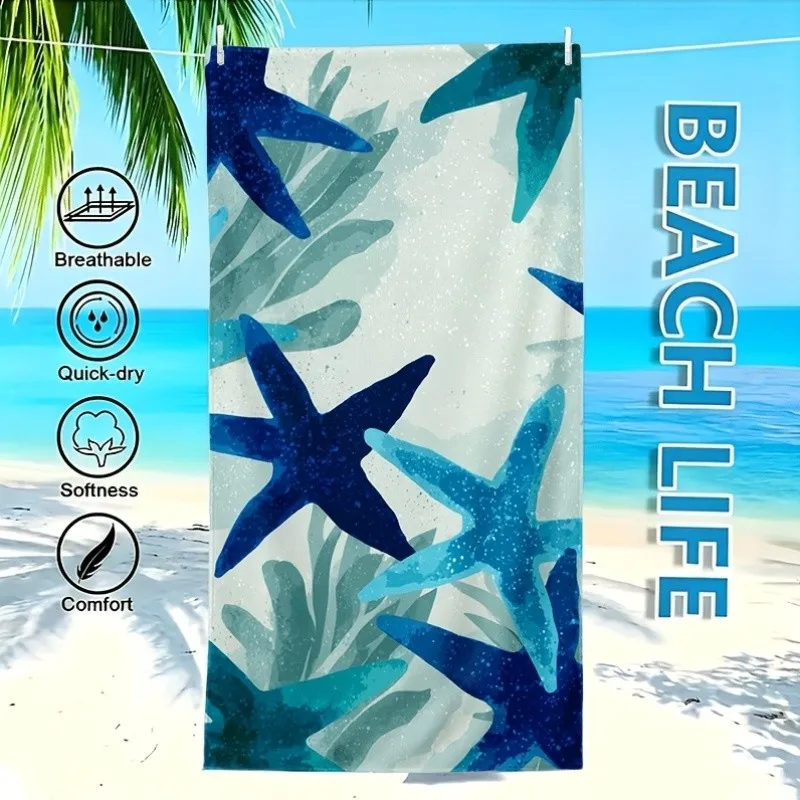 Cute Cartoon Manta Ray Ocean Print Beach Towel Multiple Sizes For Kids Ocean Park Seaside Travel Quick Dry Towel