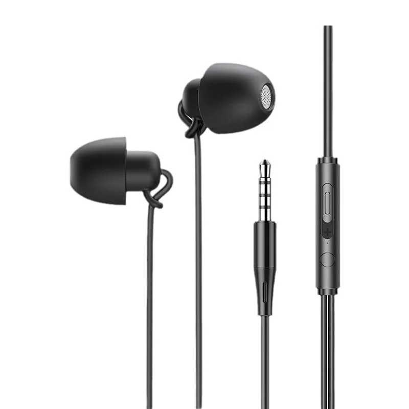 3.5mm Noise-cancelling Sleep Headphones With Mic HiFi Soft Silicone Soundproof Sleep On The Side Without Pressure Plug For Phone