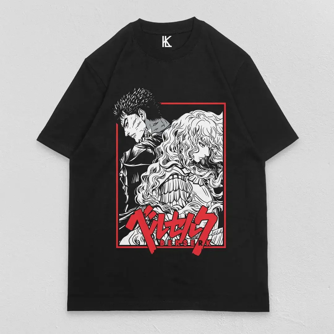 Guts X Griffith Berserk T-Shirt  Japanese Anime Strip Guts Armour Horror Trendy Shirt Cotton