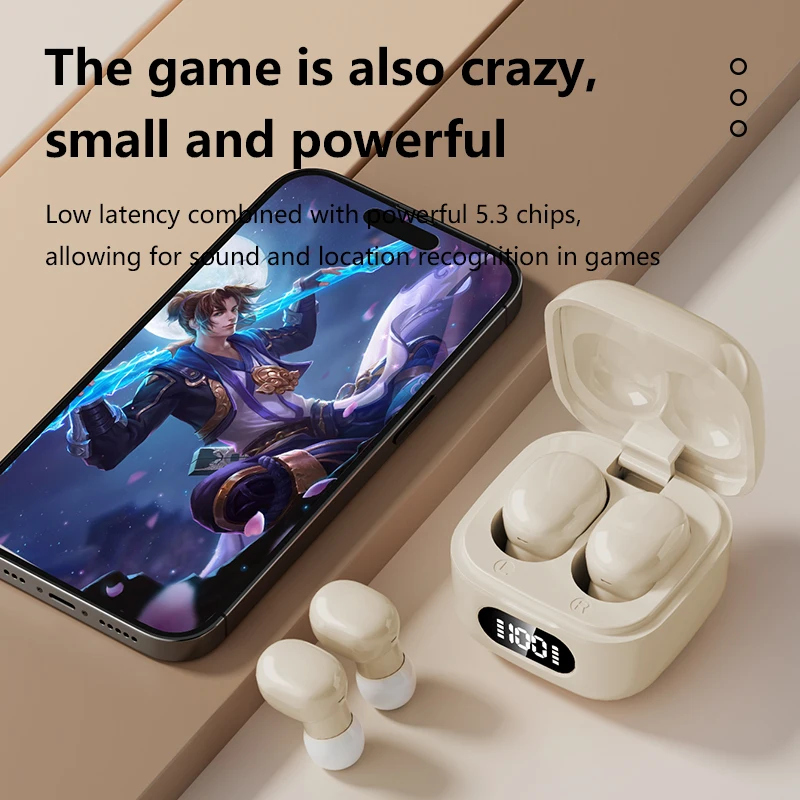 NEW Mini ice cubes wireless Bluetooth earphones with high power input earplugs for noise reduction in esports sleep headphones