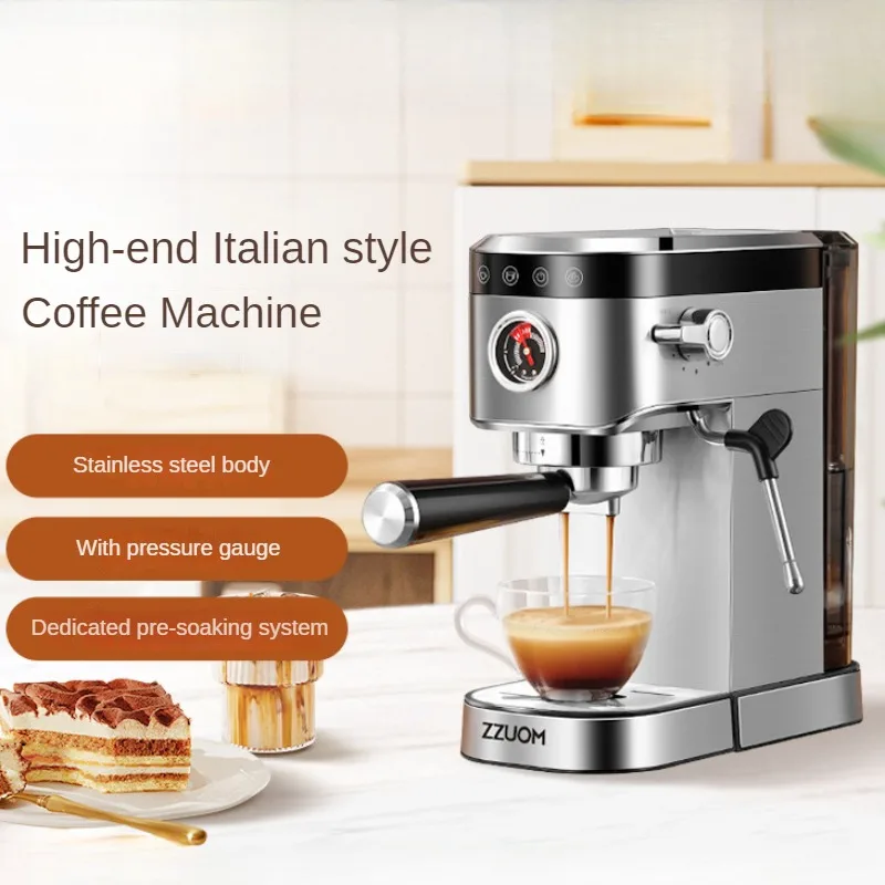 

Italian style household small stainless steel coffee machine High pressure espresso steam coffee maker electric coffee maker