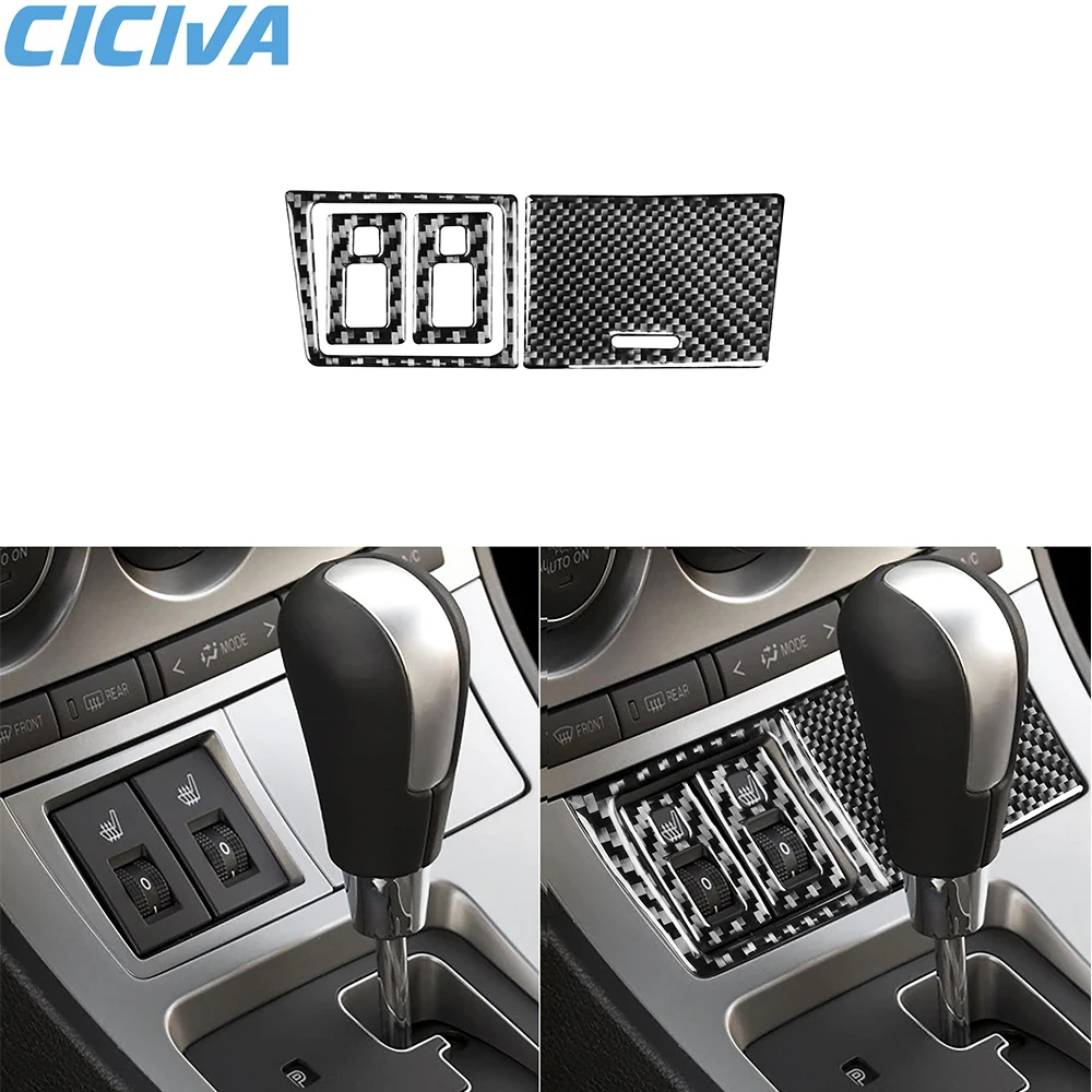 For Mazda 3 Axela 10-13 Mazdaspeed 3 Seat Heating Button Set Car Interior Real Carbon Fiber Stickers modification Accessories