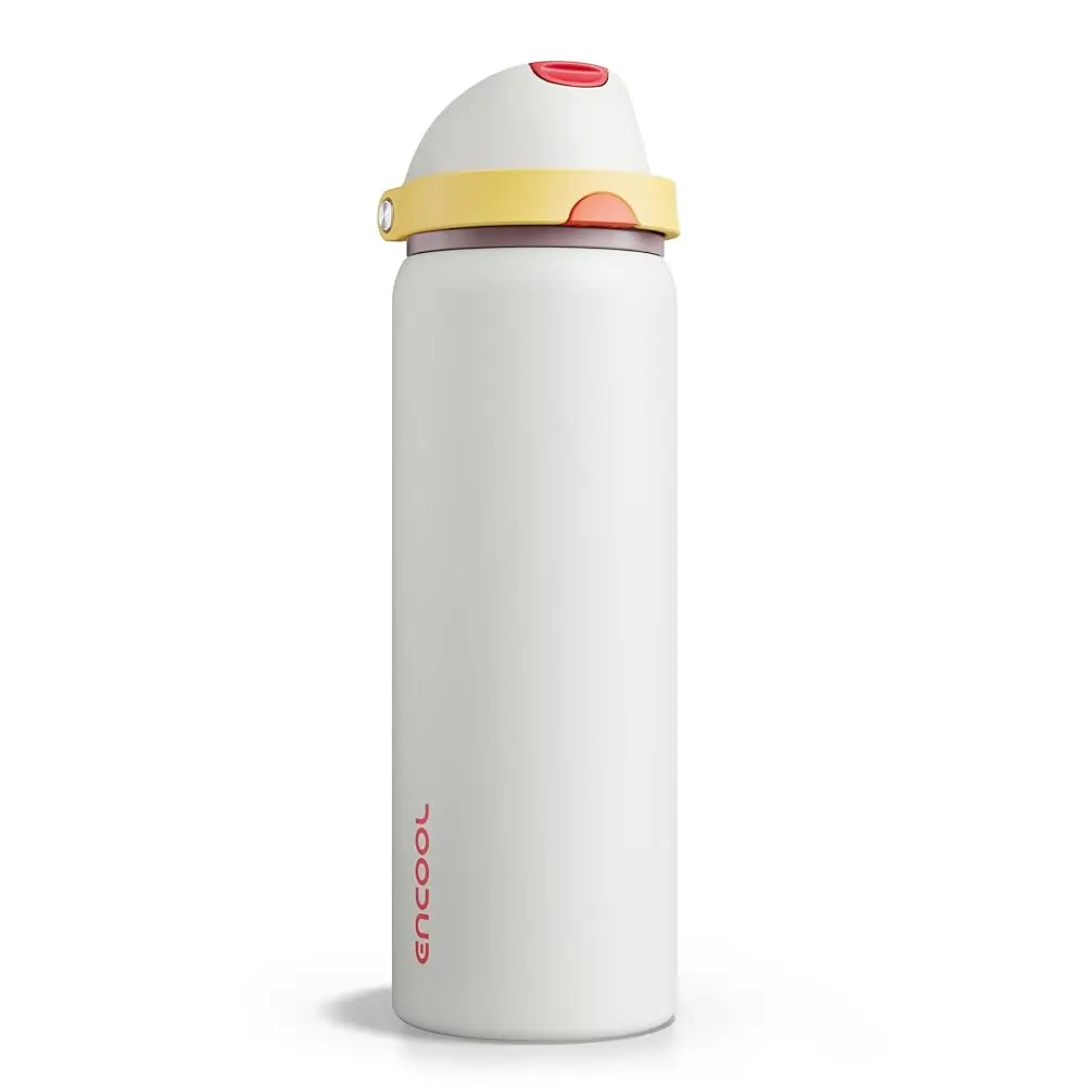 

Insulated Water Bottle with Straw - Encool Stainless Steel Water Bottle with Push Button Lid, Leak-Proof & BPA-Free, Keeps Co