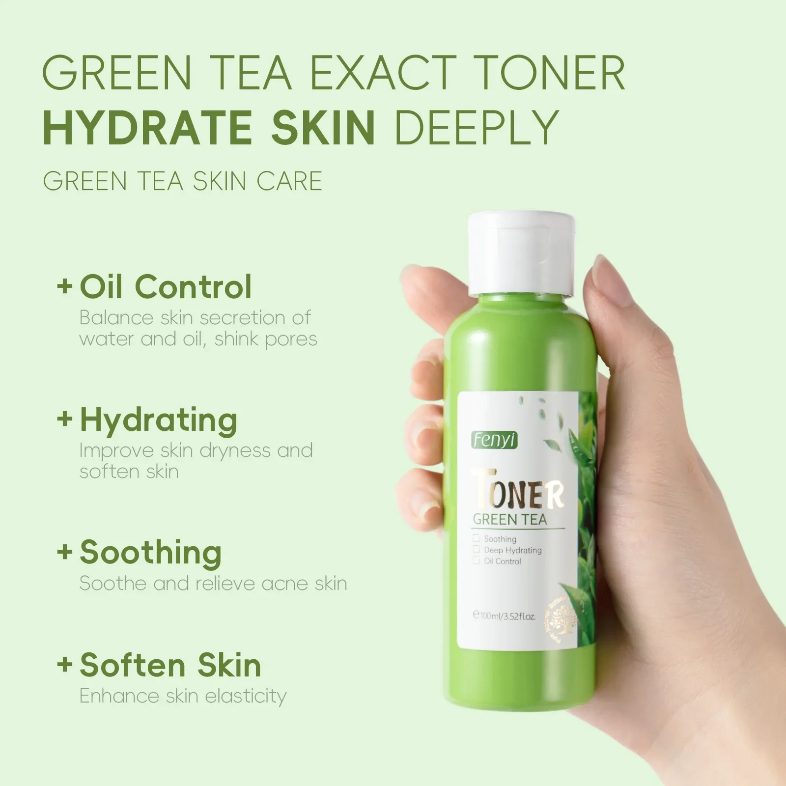 

Fenyi Green Tea Face Tonic Hydration Smooth Facial Toner Skin Care Oil Control Nourishing Moisturizing Brightening Soften Skin