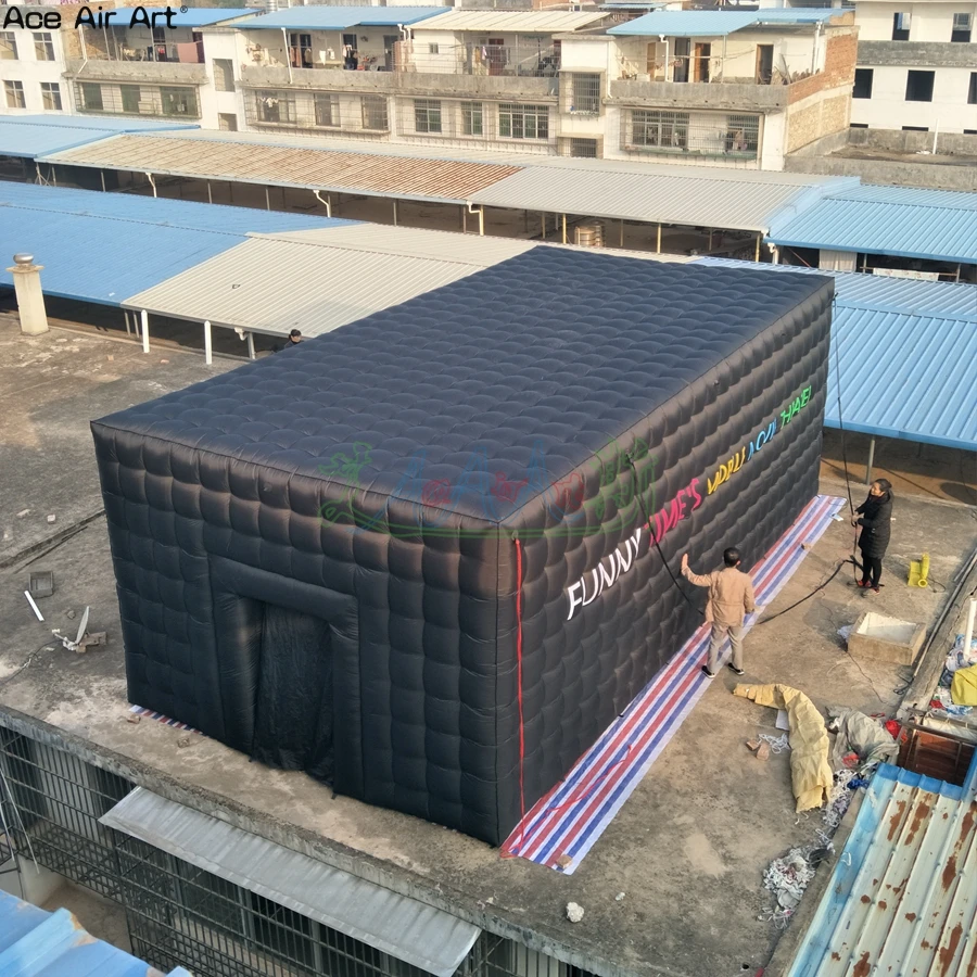 Customized Inflatable Black Cinema Tent Model Movie Tunnel Inflatable Marquee With Screen For Outdoor Events