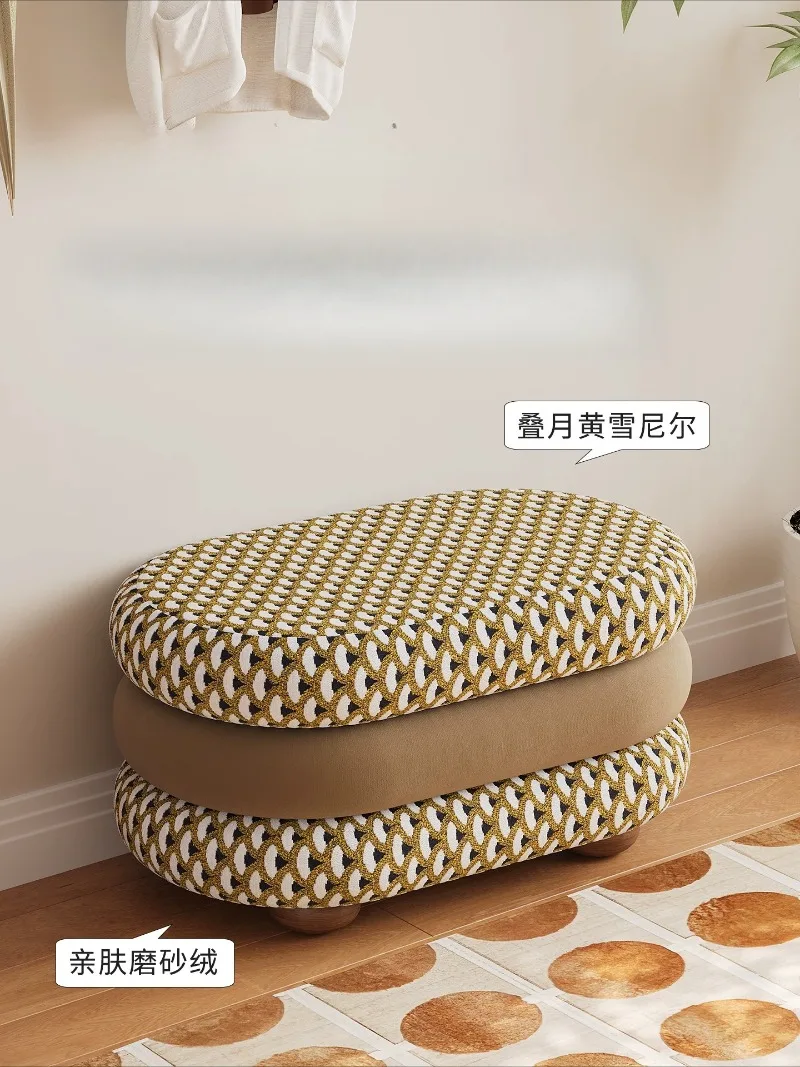 luxury high-end sense multi-functional portable fabric shoe change stool household door cushioned shoe stool entrance stool