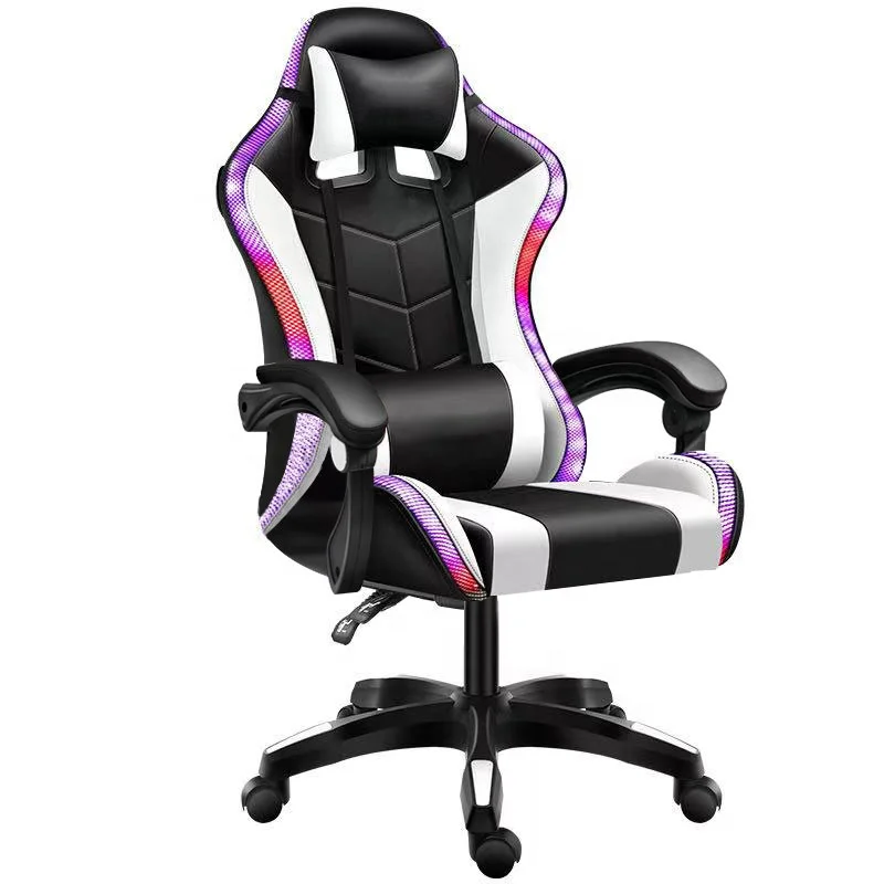 Luxury Executive Pink RGB Gaming Chair Sillas With LED Light Ergonomic Computer PC Gamer Racing Massage Chair for Girls
