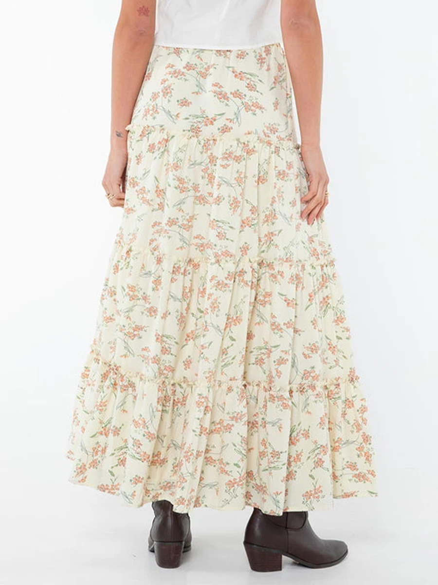 Women Y2k Fairy Grunge Long Skirts Solid Color Elastic Waist A-line Skirts Spring Summer Vintage Swing Loose Casual Skirts 2024