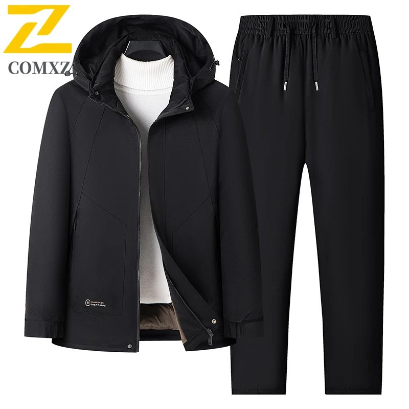 

Comxz Fashion Casual Suit Set Men Winter 2026 High Quality Thick Warm Cotton Jacket + Pants Suits 2 Piece Brand Sportswear Sets