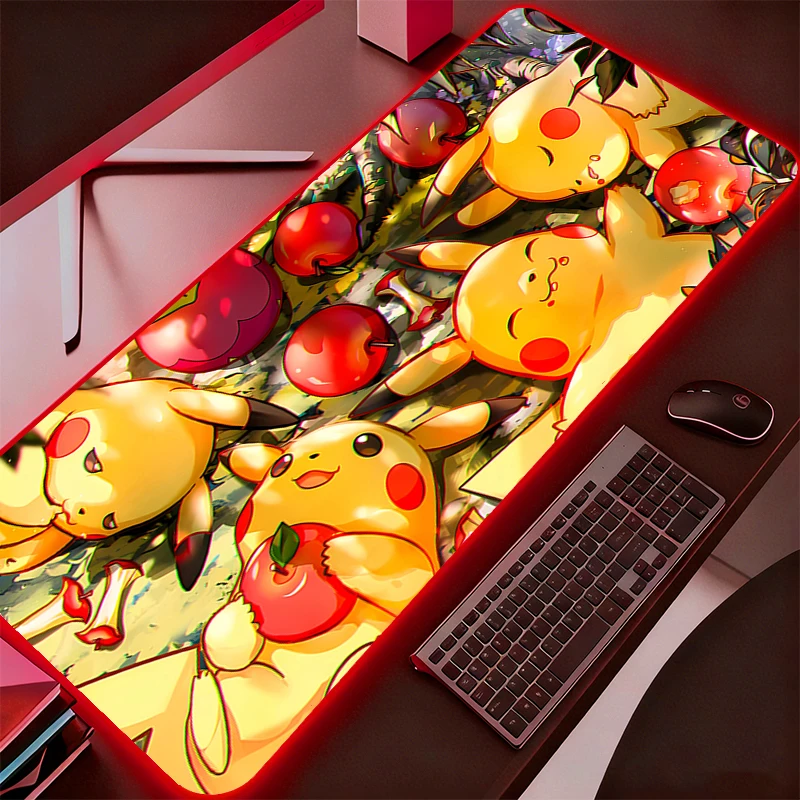 RGB Large E-sports Mouse Pad Smooth Pokemon Pikachu Flexible New Rubber Gamer PC Computer Keyboard Backlight LED Mosuepad