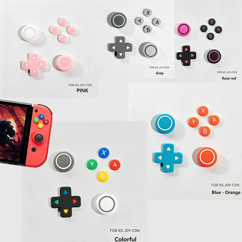 Suitable for switch/oled silicone keycaps NS joystick caps cross-direction keycaps keycap covers OLED keycaps kit set