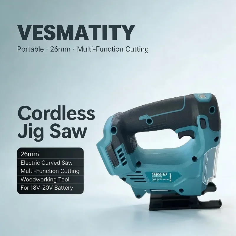 Electric Curved Saw 26mm Portable Cordless Jig Saw Multi Function Woodworking Cutting Tool For 18V-20V Battery