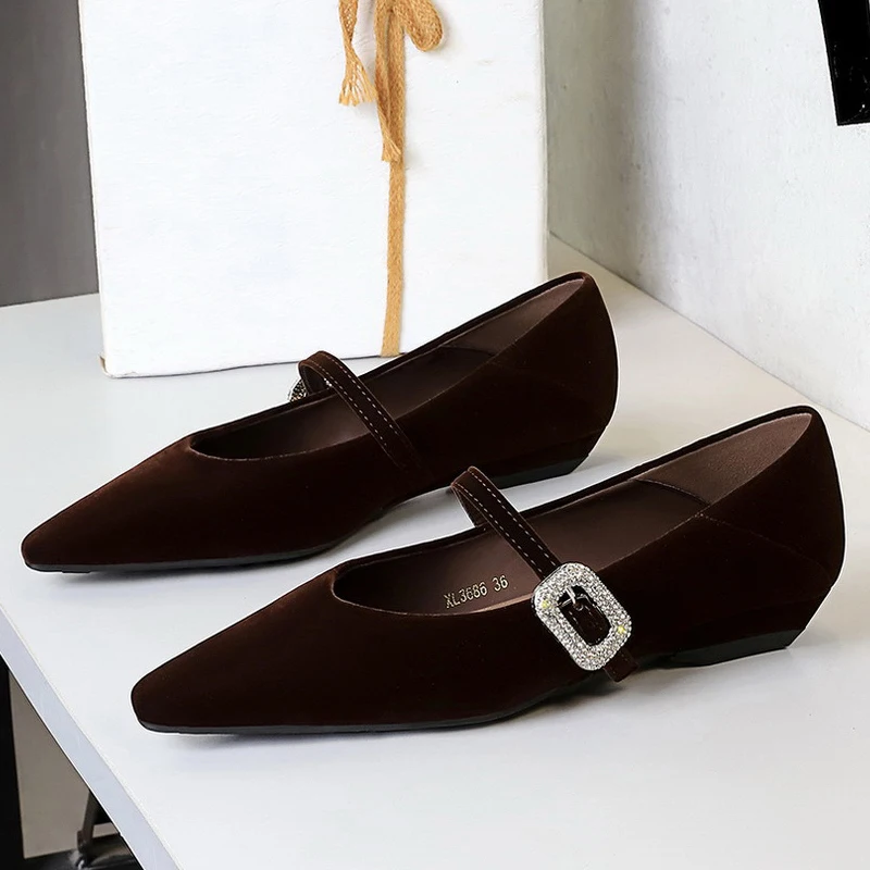 

Элегантные женские туфли-лодочки BIGTREE с острым носком на низком квадратном каблуке, модные туфли для банкетов и торжеств с ремешком на пряжке, весна-осень, Zapatos De Mujer