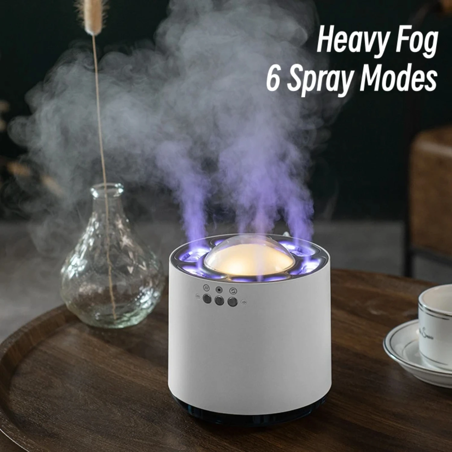 Humidificador de aire USB con función de aromaterapia, generador de niebla pesada de escritorio dinámico con capacidad de 800ML, 6 boquillas atomizadoras, nuevo