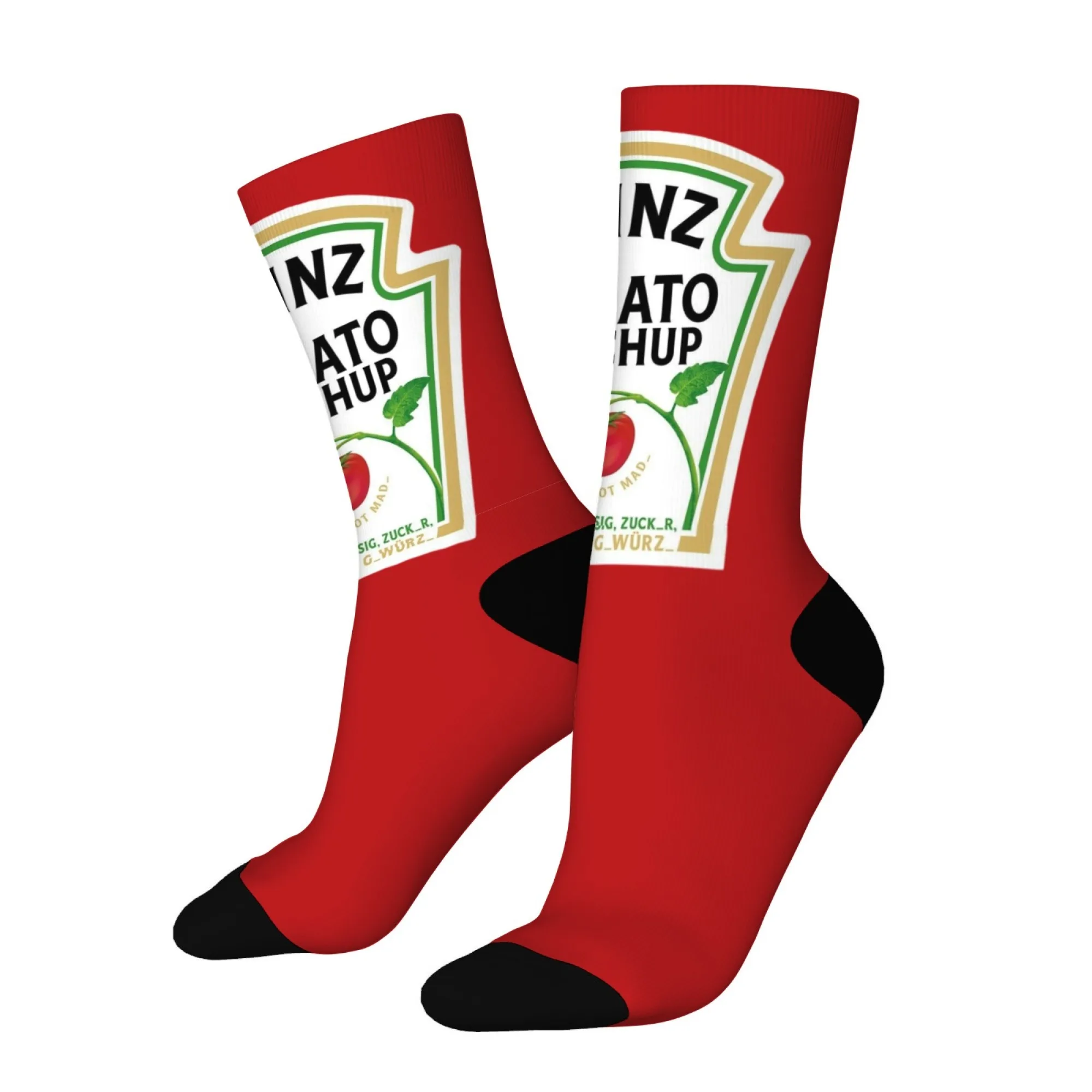 Tomato Pattern Mid-Calf Socks Funny Ketchup Label Print Unisex Socks Printing Process Best Choice for Home Outdoor Sports Gifts view 2