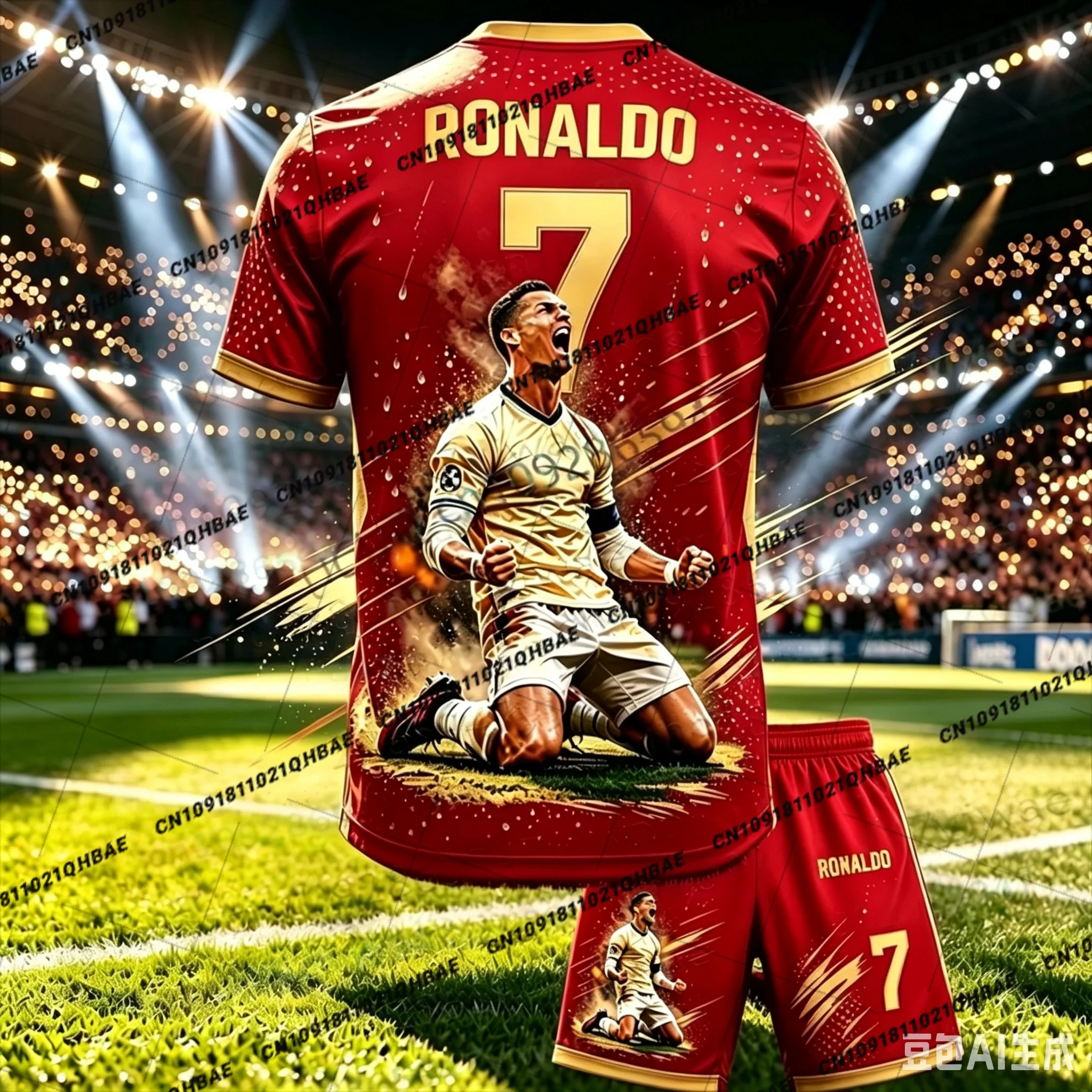 New Special Edition Ronaldo Fans Football Jersey Tee Shorts Set Women Men Sportwear Summer Casual Kids Tshirt Set 2 Piece Set