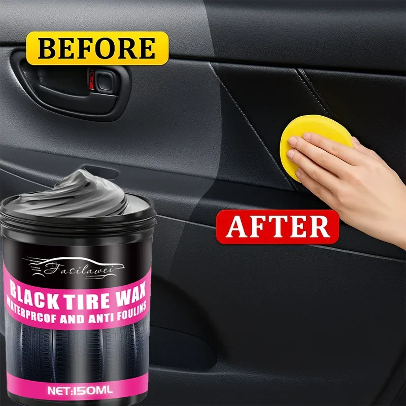 مجموعة العناية بترميم قطع غيار السيارات - معجون تلميع داخلي للسيارة، شمع لمعان الإطارات السوداء، إصلاح وتجديد البلاستيك/اللمعان