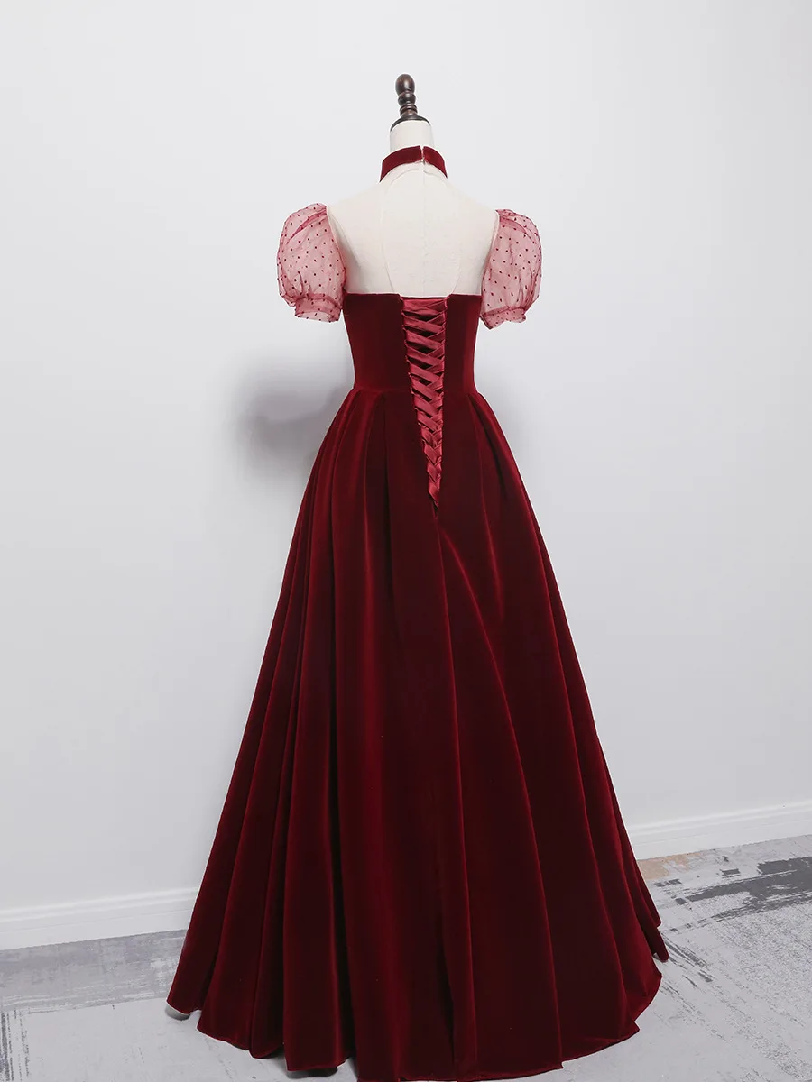 Princess Dress Elegant Lovely Wine Red Bride Wedding Toast Banquet Performance Wedding Dress Evening Dress Ball Gown