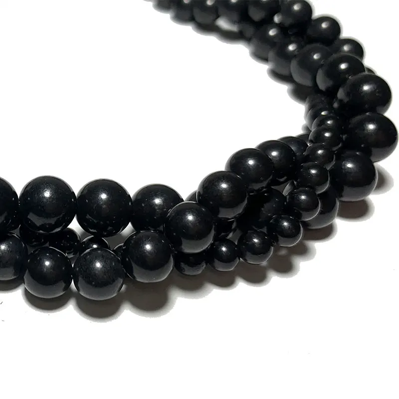 Fine 100% Natural Russia Subgraphite Loose Black Round Stone Beads For Jewelry Making DIY Bracelet Necklace 4/6/8/10/12MM