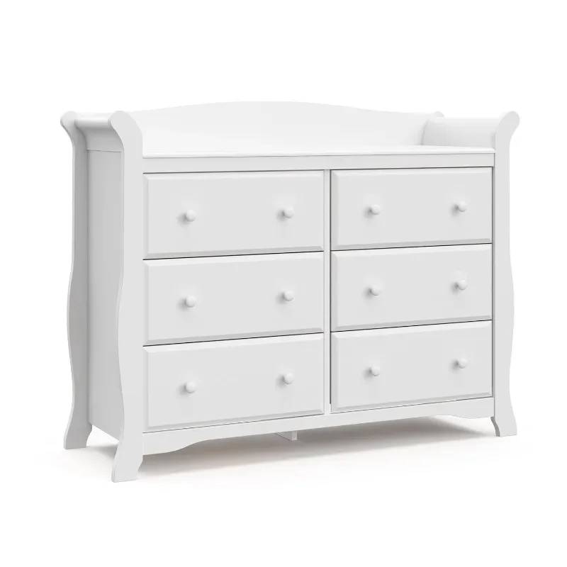 Drawer Double Dresser (White) – Dresser for Kids Bedroom, Nursery Dresser Organizer, Chest of Drawers for Bedroom with 6 Drawers