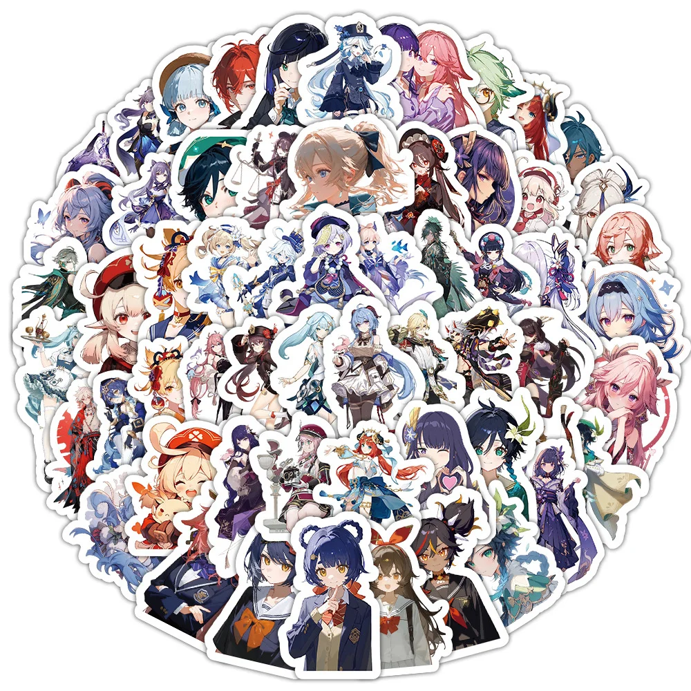 10/30/50PCS Cartoon Genshin Impact Sticker Anime Graffiti iPad Luggage Helmet Guitar DIY Wall Sticker Toy Decoration Wholesale