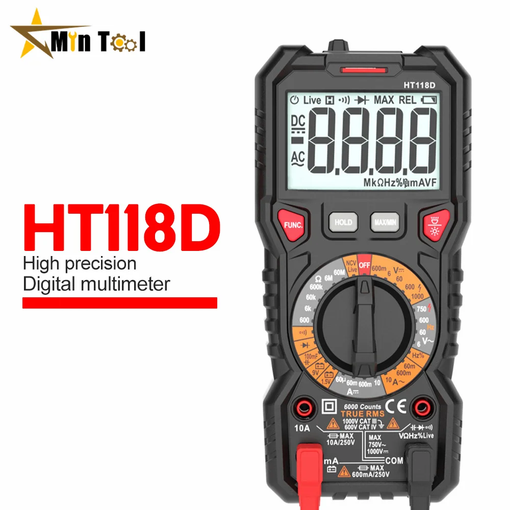 HT118E Digital Multimeter 20000 Counts True Rms NCV HZ Multimeters Transistor Tester Voltimetro Capacitance Meter Measuring Tool