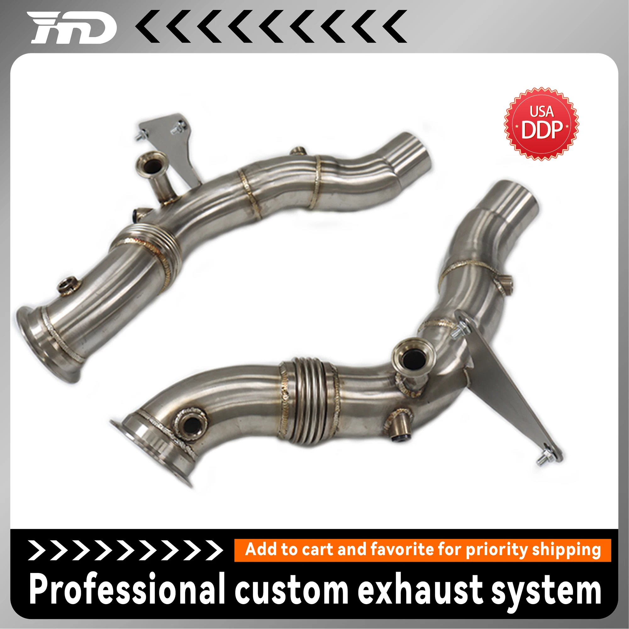 

HMD Exhaust System High Flow Performance Downpipe for Ferrari F8 3.9T V8 without Heat Shield