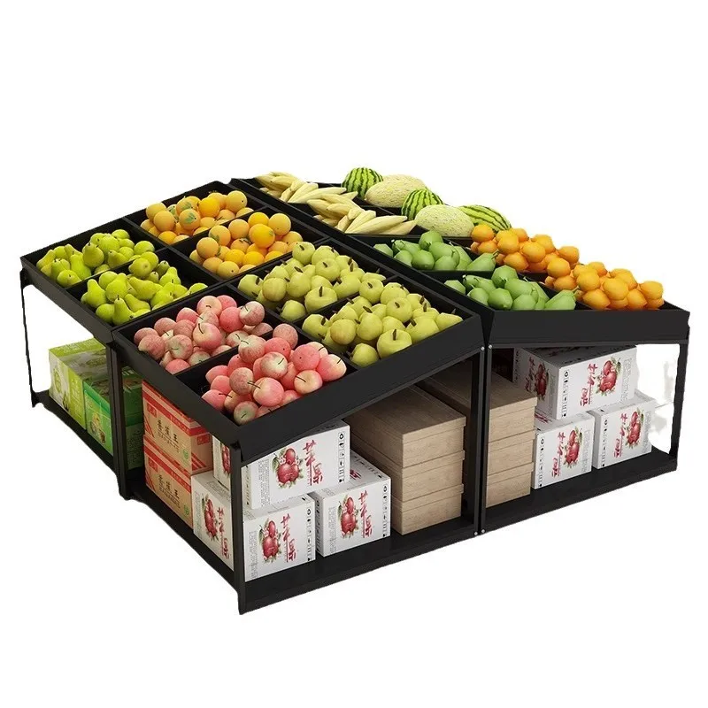 

Fresh supermarket fruit shelf display rack vegetable shelf storeframe steel wood vegetable shelf