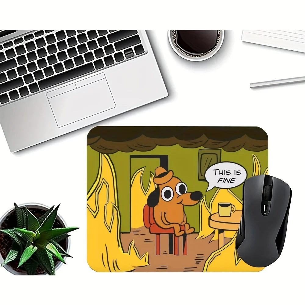 Dog Funny Mouse Pad Cute Anime Design Non-Slip Rubber Base Suitable for Gaming Office Travel Small Gamer Keyboard Mat Desk Rugs