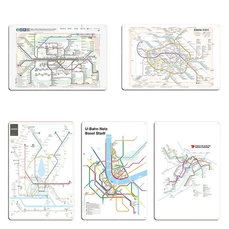 MVV Munich München Netzplan Hamburg U-Bahn S-Bahn map Metal Painting Home Garage Custom Wall Decor Tin Sign Poster