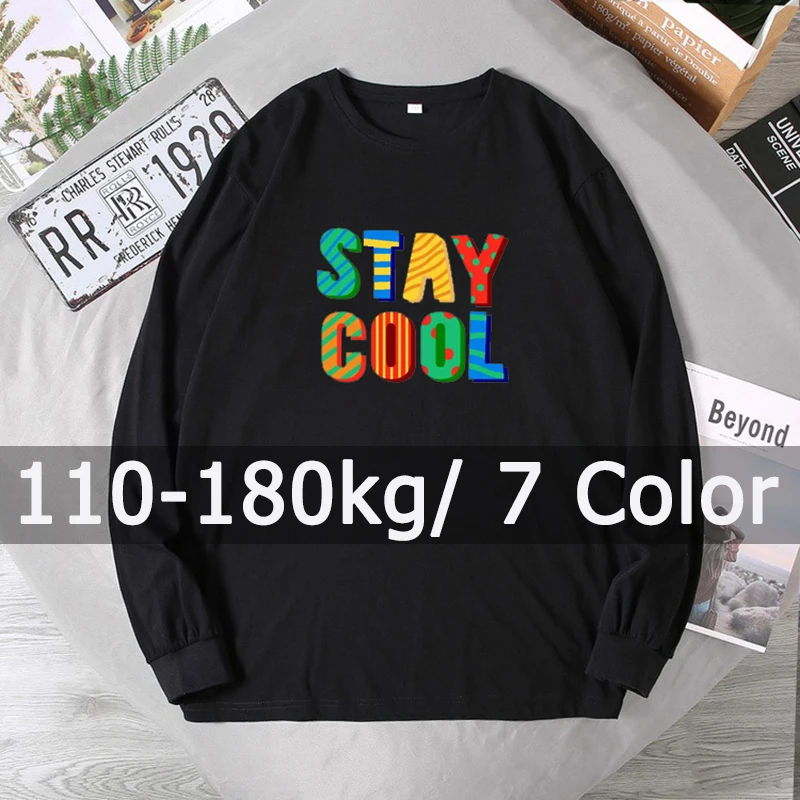 Men's Sweatshirt Pullovers Plus Size Long Sleeve T-shirt Big Size 110-180kg 5XL 6XL 7XL Autumn Winter Large Size Men Clothing