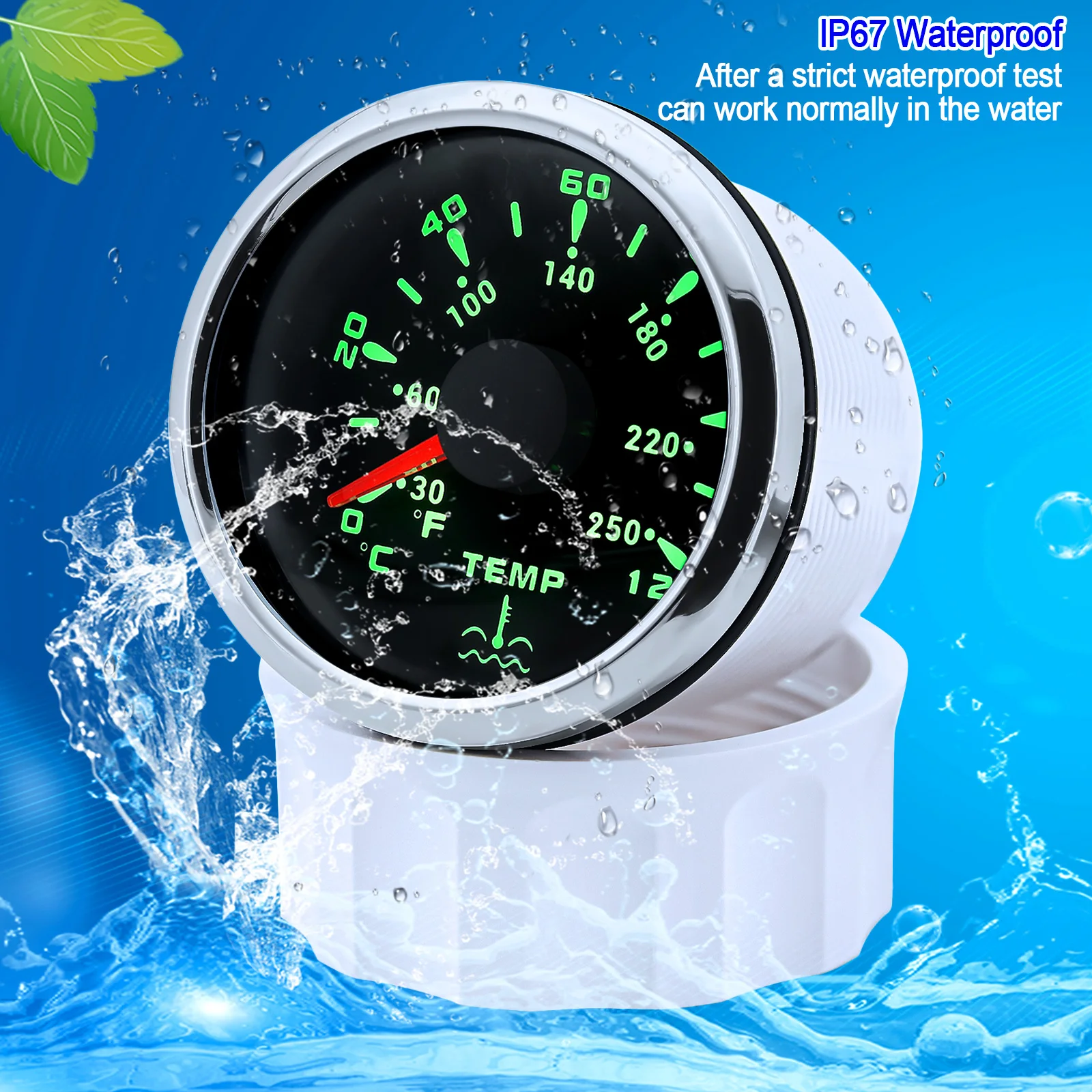 Picture 3: 52mm Water Temperature Gauge with 7Color Backlight Waterproof Antifogging or Water Temperature Sensor for Car/boat Accessories