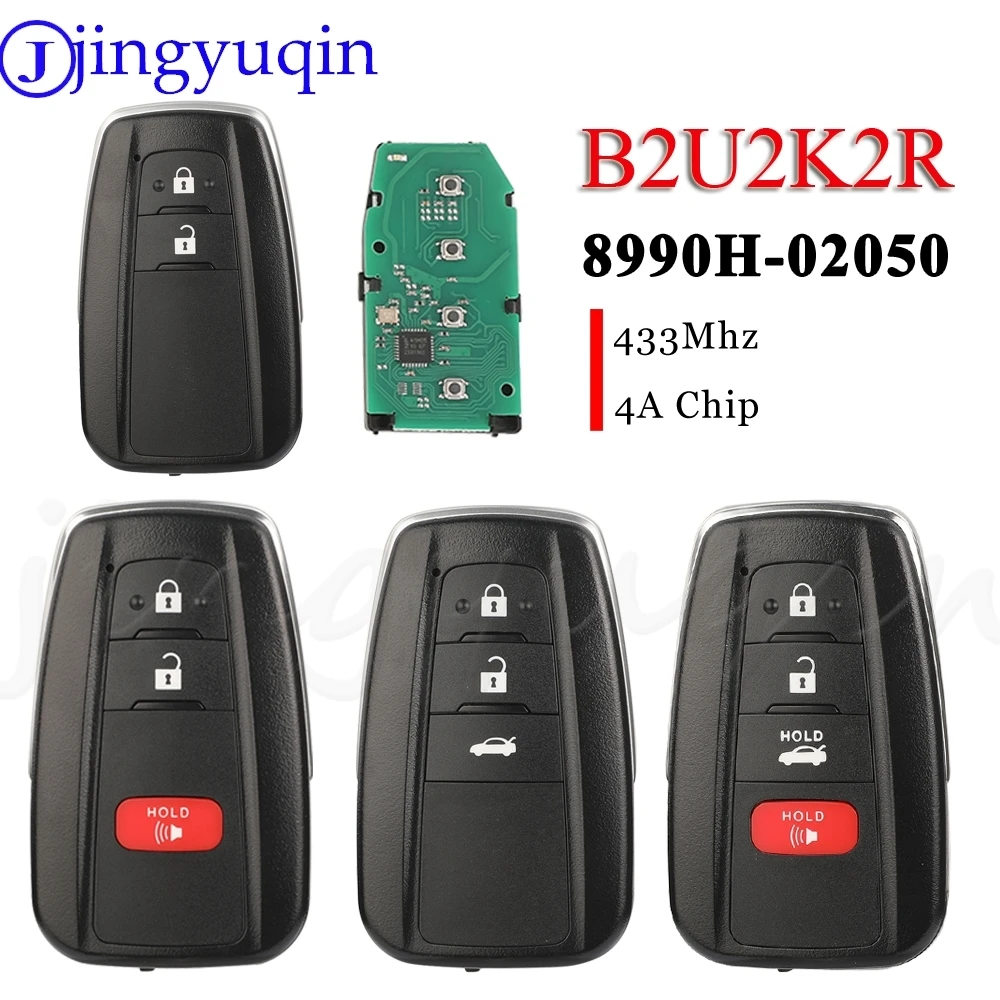 

jingyuqin 2/3/4BTN Remote Smart Car Key Keyless Entry 433MHz 4A For Toyota Corolla 2018-2022 FCC ID: B2U2K2R P/N: 8990H-02050