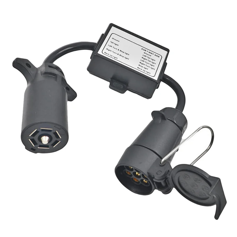 

5X Trailer Light Connector USA To EU 7-Way Socket Plug Adapter Vehicle Linker Trailer Connector