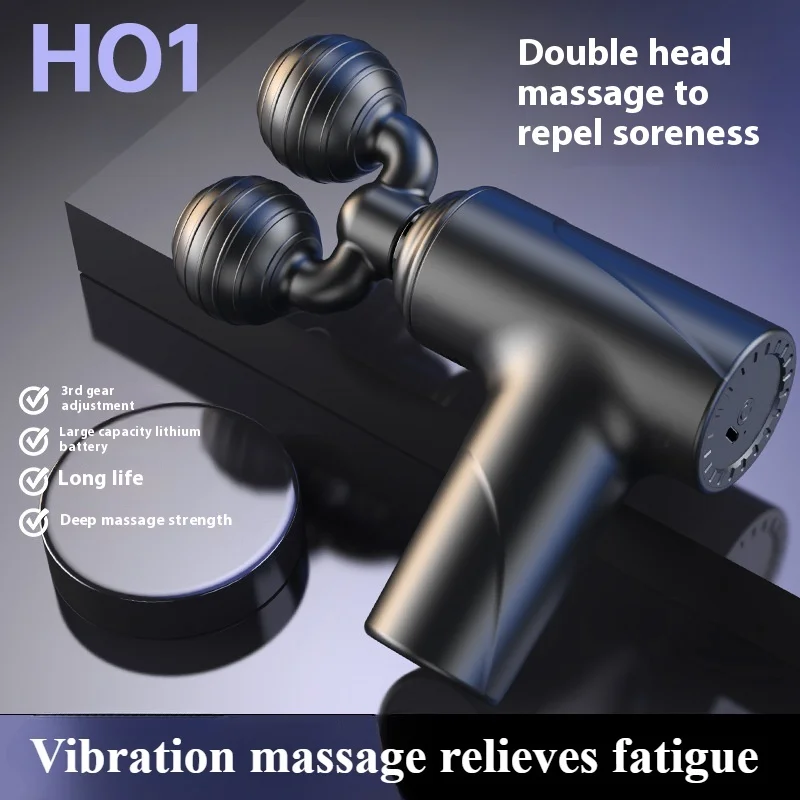 Double-headed Electric Sport Massage Gun Deep Tissue Percussion Muscle Cervical Vertebra Massager Vibration Relaxing Fascia Gun