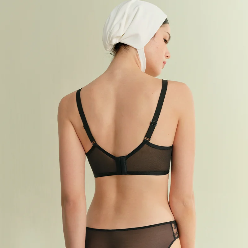 SUJIIN Plus Size Sexy Lace Bras for Women Push Up Wireless Supportive Black Thin Anti-Sagging Big Size Bra Woman Lingerie Lady