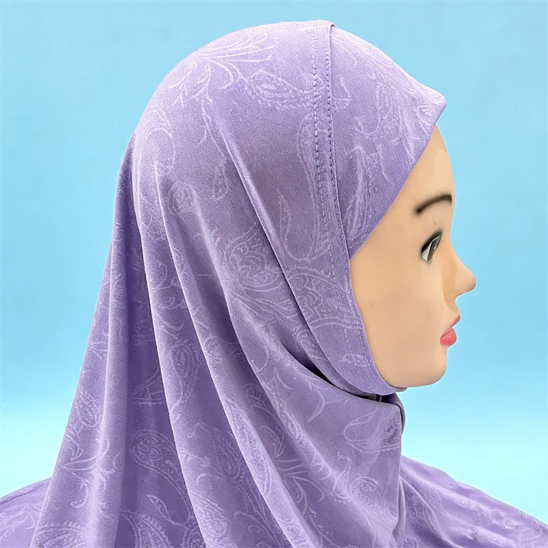 

Beautiful Headscarves Hats for Girls Aged 2 To 6 Cashew Jacquard Instant Scarf Hijab Muslim Headscarf Pull On Ready Made Amira