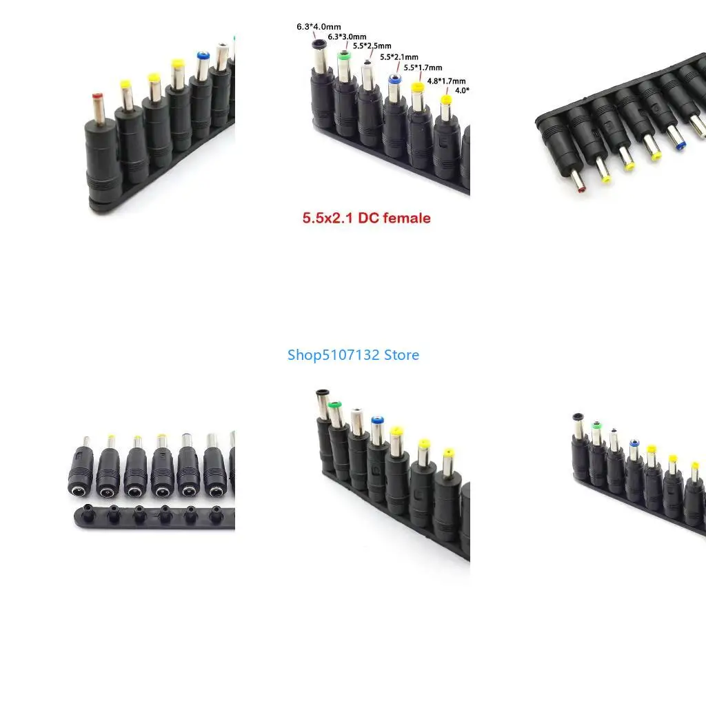 87HD 5.5x2.1mm Female Plug Adapter Connectors to 6.3 6.0 5.5 4.8 3.5 2.5 2.1 1.7 1.35mm Male Power Adaptor