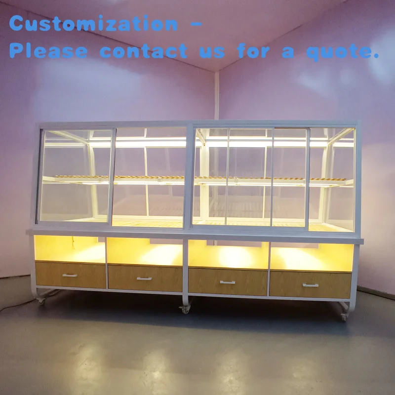 

custom.Kainice Customized Retail Rack Glass Bread Display Shelf Wooden Pastry Light Display Bakery Display Showcase With Wh