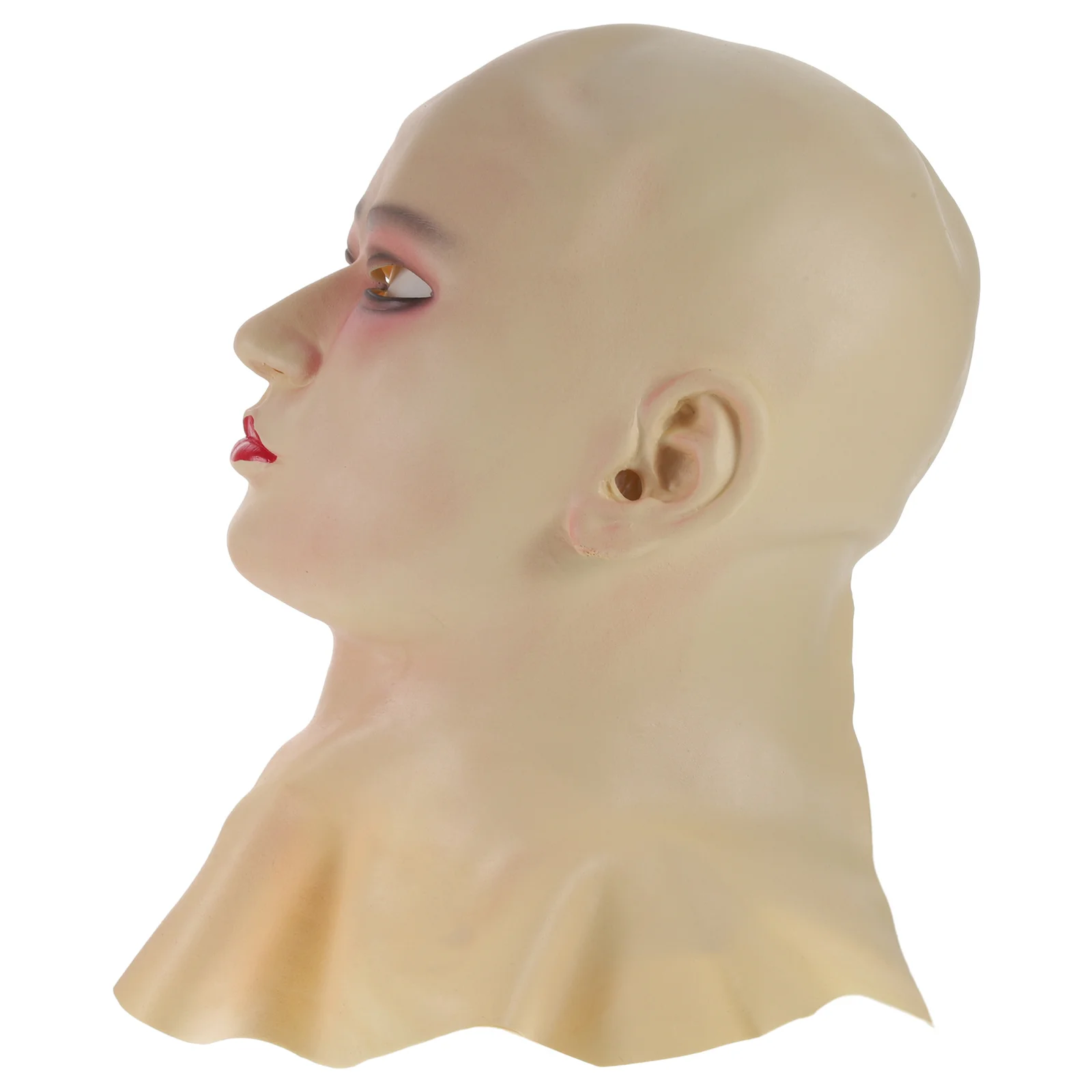 Maschera femminile calva in lattice liscia ed elasticizzata adatta per uomo donna Halloween Party Cosplay Prop Accessorio per costume di bellezza calva