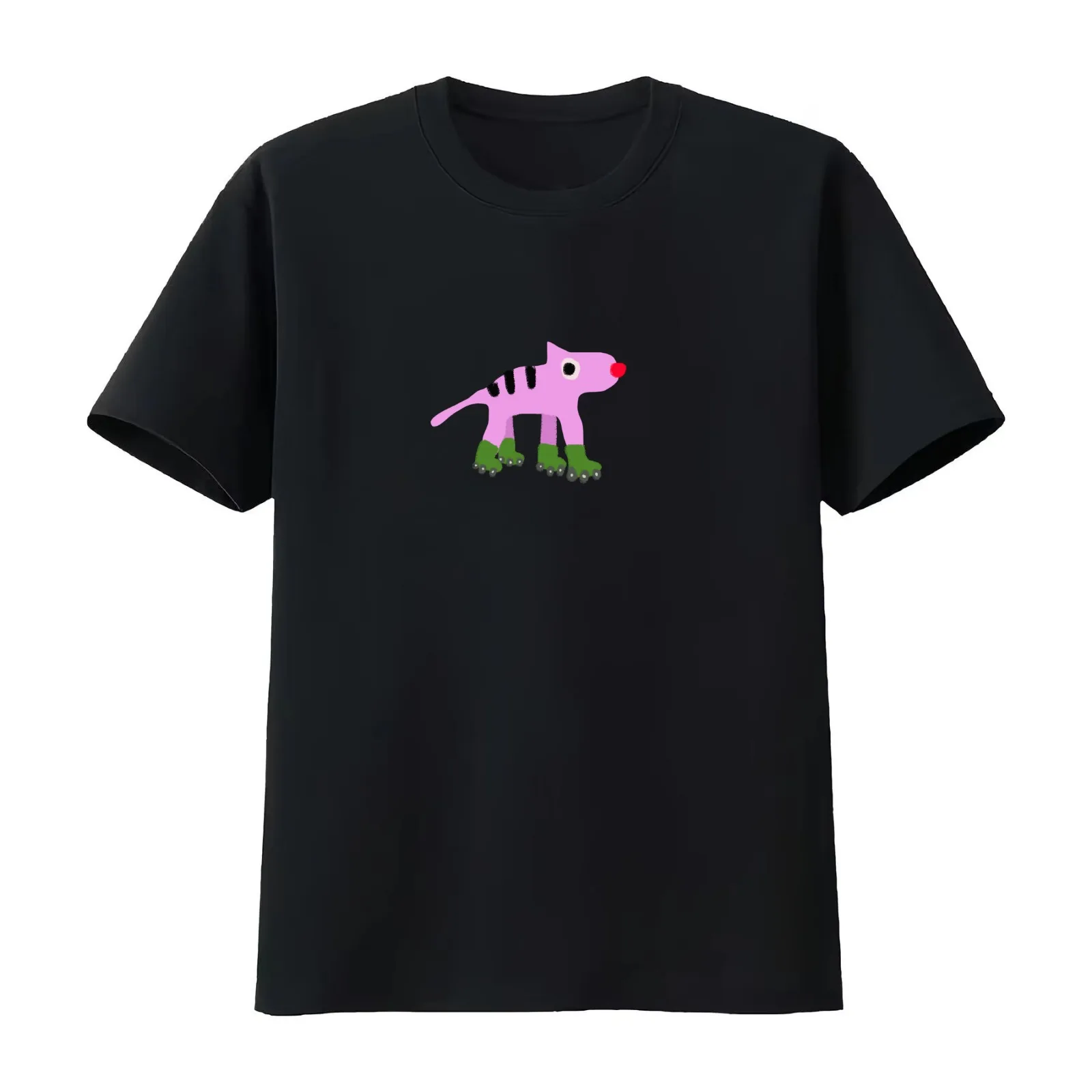 Roller Cat T-Shirt Summer Casual Cotton Tee Oversized Streetwear Tops Vintage Graphic Print Loose Fit Short Sleeve