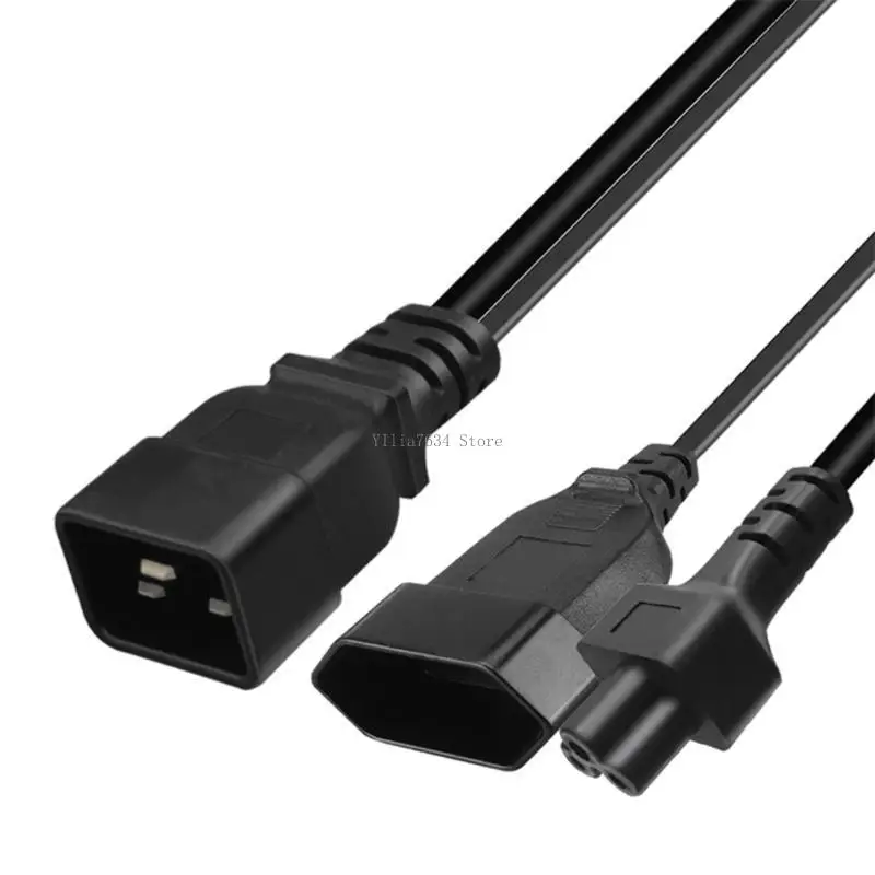 32cm IEC320-C20 Male Plug to IEC320 C5+ EU4.0mm Female Adapter Cord Y-splitter Power Supply Converter Cable Wire