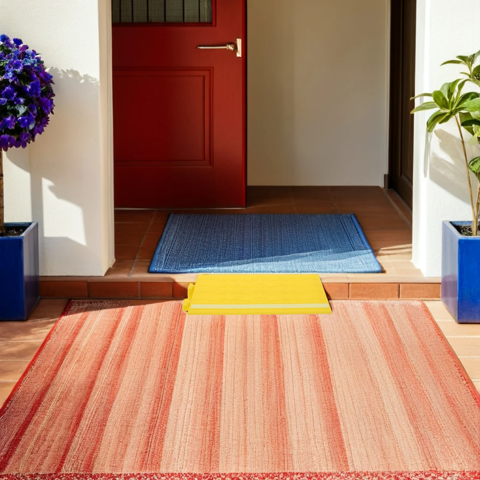 12.38X5.11" Fluorescent Door Threshold Ramp Mat Luminous Non-Slip Slope Pad For Robot Vacuum Indoor Entryway Transition Triangle