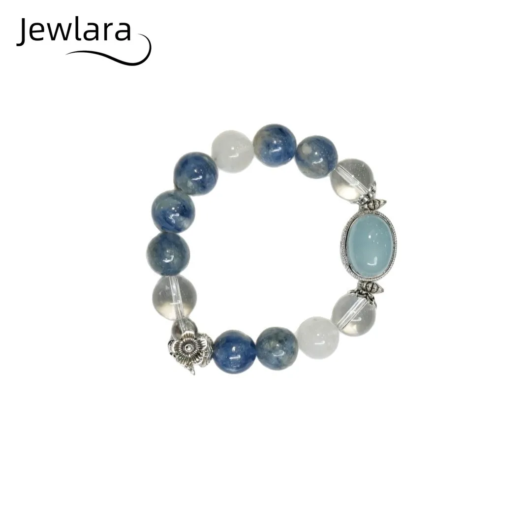 

Jewlara Bracelets Natural Crystal, Beaded, Aquamarine, Blue and White Crystals, White Ghost, Granules, Citrine
