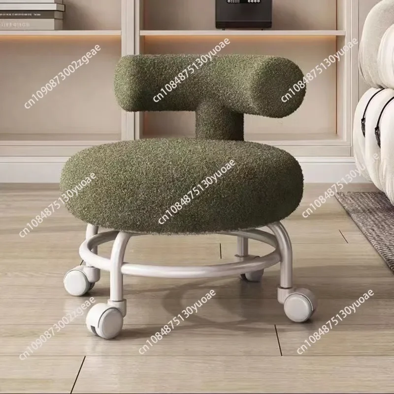 Professional Barber Chairs for Hairdressing, Household Pulley Low Stool with Baby, Lamb Wool Roller Low Stool