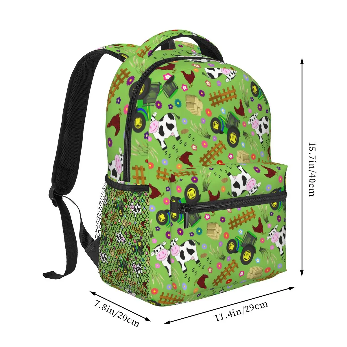 Farmyard Cow And Tractor Backpack Student Boys Girls BookBag Children School Bag Laptop Shoulder Bags for Men Women